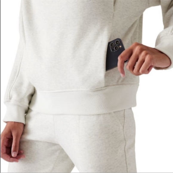 Athleta Cozy Karma Hoodie Sweatshirt Fog Grey Heather - Picture 3 of 8